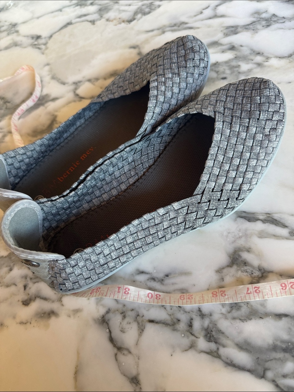 Bernie Mev Catwalk Pewter Woven Memory Foam Flats EU 39 US 8-8.5